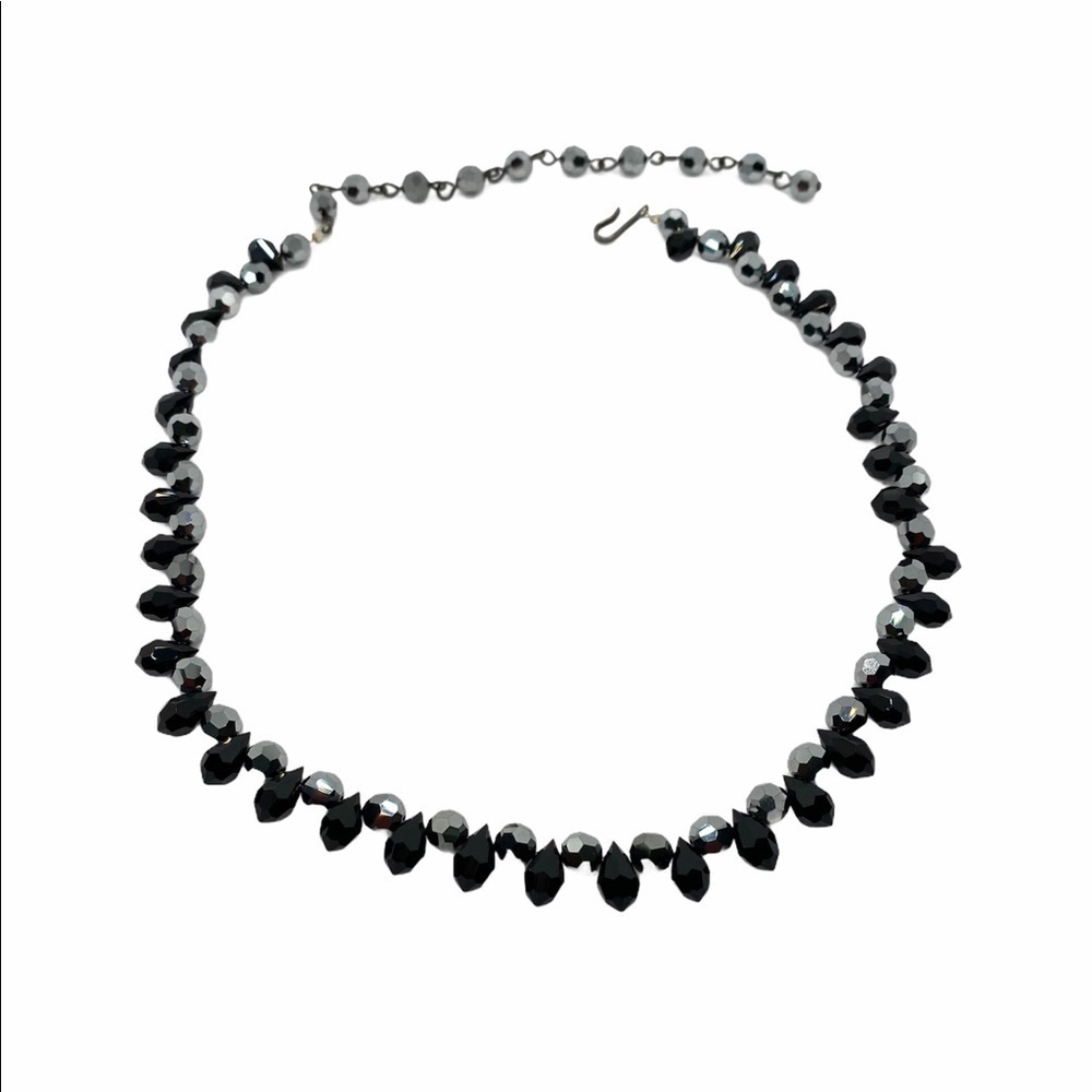 Necklaces Artisan Crystal Beads Black Silver Tone Fashion Jewelry